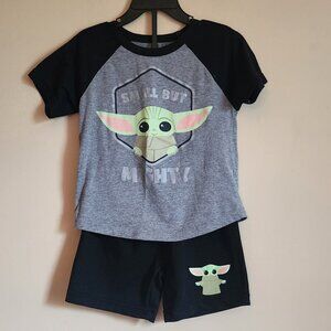 Star Wars Baby Yoda Pajamas Shorts Set Black And Grey Size 3T